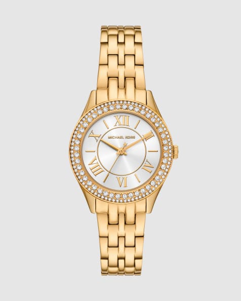 Michael Kors Harlowe three-hand gold-tone stainless steel watch in gold - view 1