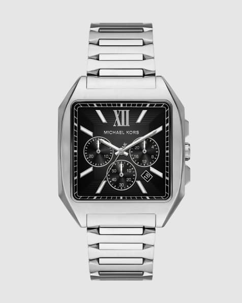 Michael Kors Hayes chronograph stainless steel watch in silver - view 1