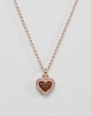 michael kors rose gold necklace heart