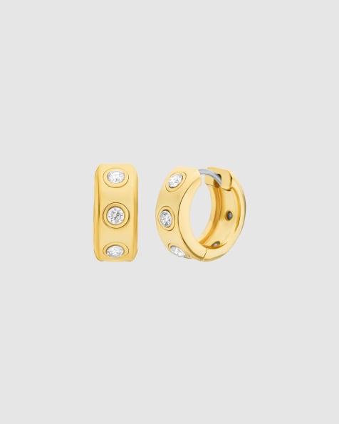 Michael Kors Huggie-Ohrringe mit Steinen in Gold - view 1