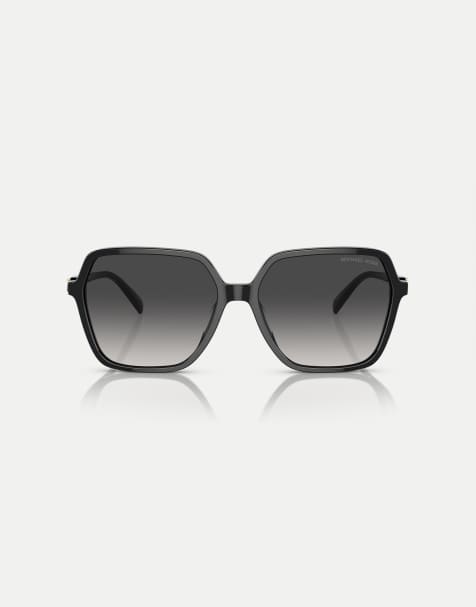 Michael Kors Jasper eckige Sonnenbrille mit grauen Gläsern in Schwarz - view 1