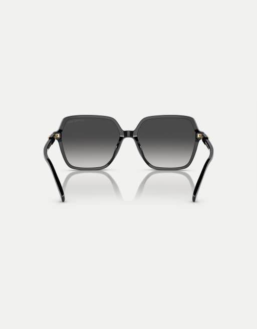Michael Kors Jasper occhiali da sole squadrati neri con lenti grigie, 2 di 4