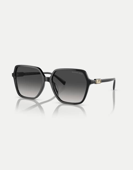 Michael Kors Jasper occhiali da sole squadrati neri con lenti grigie, 3 di 4