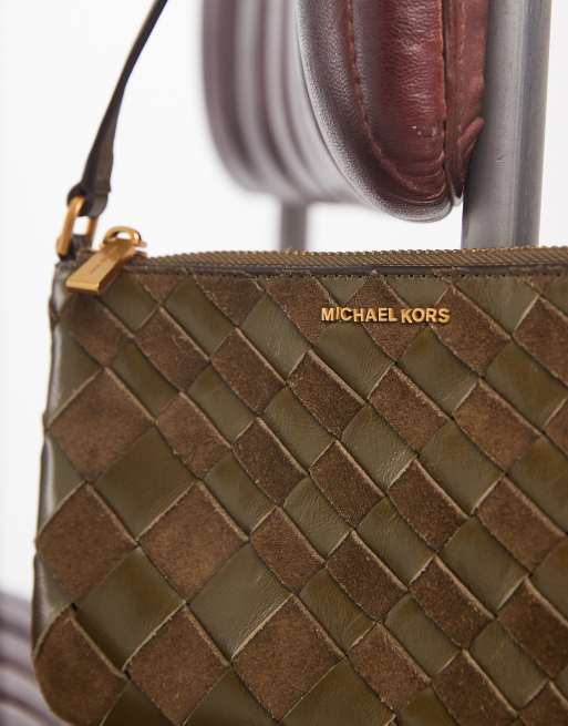 Michael Kors Jet Set geweven schoudertas in loden, 4 van 4