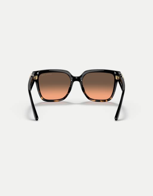 Michael Kors Karlie eckige Sonnenbrille mit grauen Gläsern in Schwarz/dunklem Havanna, 2 von 4