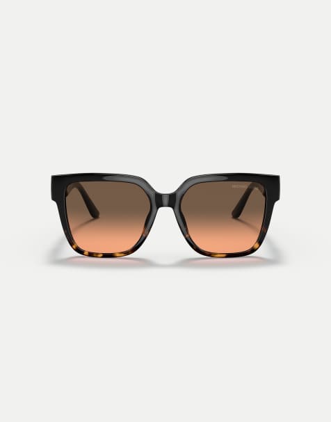 Michael Kors Karlie square sunglasses with grey lens in black/dark tortoise - view 1