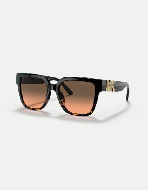 Michael Kors Karlie square sunglasses with grey lens in black/dark tortoise, 3 of 4