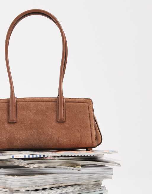 Michael Kors Laila kleine Schultertasche im Querformat aus luggagebraunem Wildleder, 2 von 4