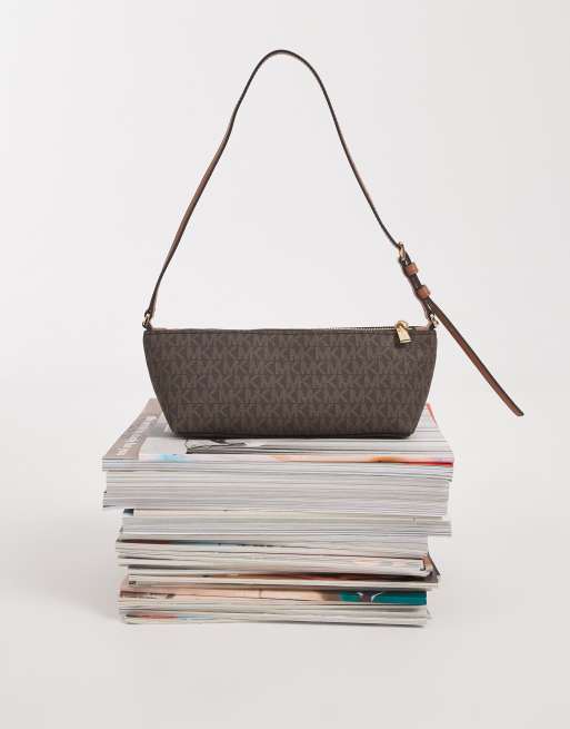Michael Kors Laila mini schoudertas met bruine monogramprint, 3 van 5