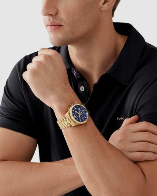 Michael Kors Lexington chronograph gold-tone stainless steel watch in gold, 2 of 4