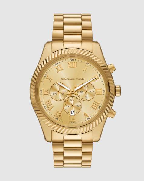 Michael Kors Lexington chronograph gold-tone stainless steel watch in gold - view 1