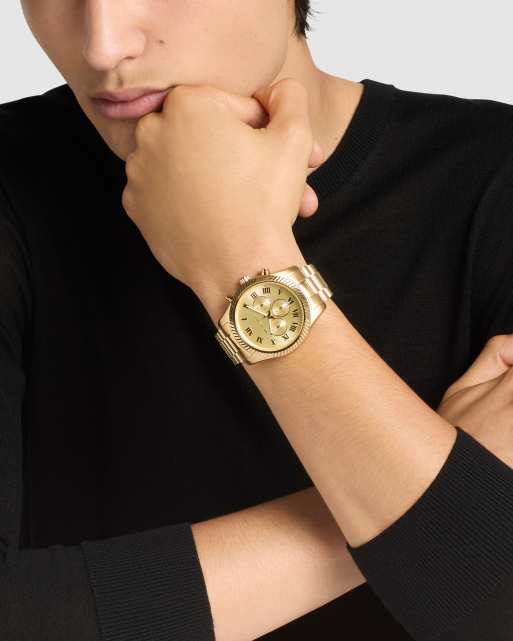 Michael Kors Lexington chronograph gold-tone stainless steel watch in gold, 3 of 4