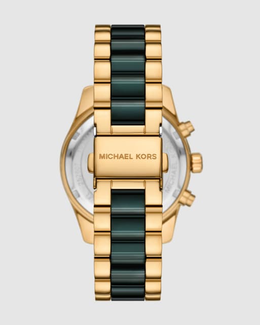 Michael Kors Lexington chronograph green ceramic and gold-tone stainless steel watch in multi, 4 of 4