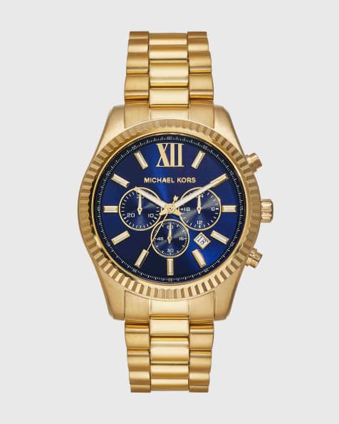 Michael Kors Lexington Chronograph-Uhr aus goldfarbenem Edelstahl in Gold - view 1