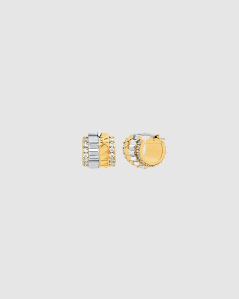 Michael Kors Lexington huggie earrings in 2-tone - view 1