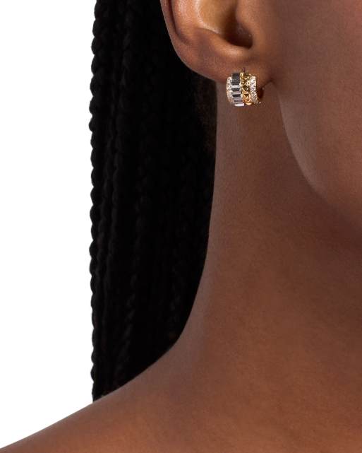 Michael Kors Lexington huggie earrings in 2-tone, 2 of 4