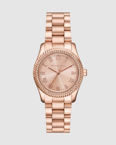 Michael Kors Lexington three-hand rose gold-tone stainless steel watch in rose gold - view 1