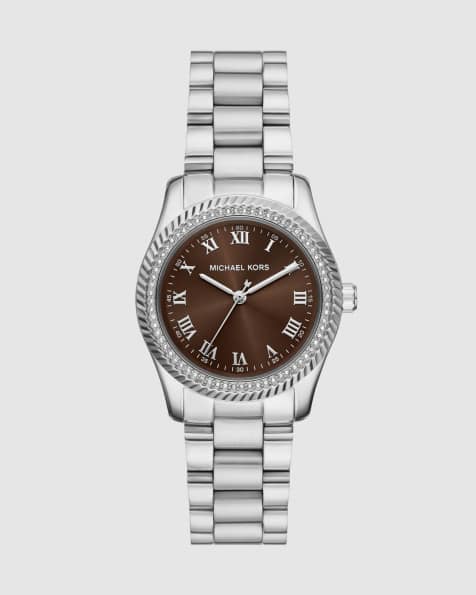 Michael Kors Lexington three-hand stainless steel watch in silver - view 1