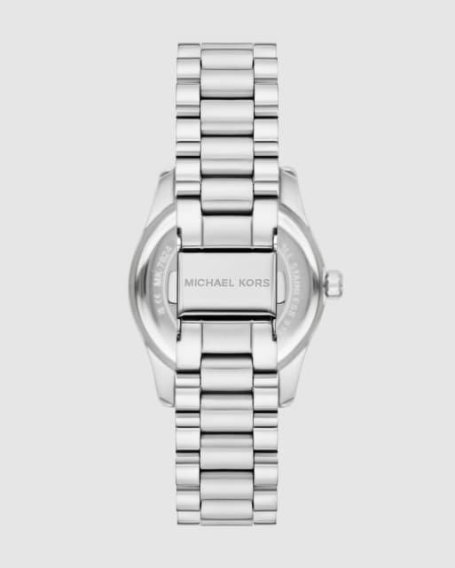 Michael Kors Lexington three-hand stainless steel watch in silver, 4 of 4