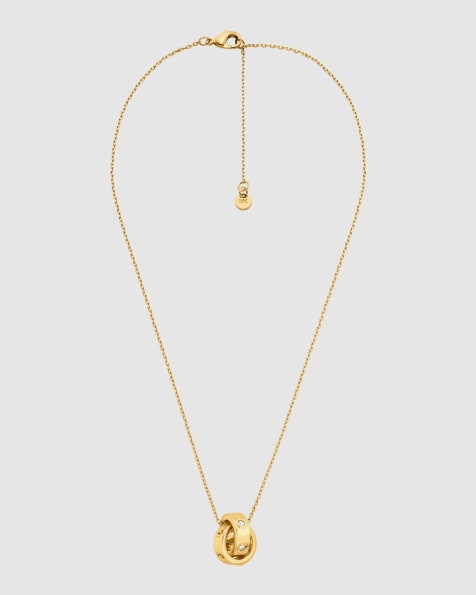 Michael Kors Logo boyfriend pendant necklace in gold - view 1