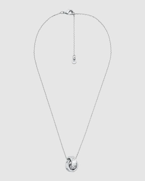 Michael Kors Logo boyfriend pendant necklace in silver - view 1