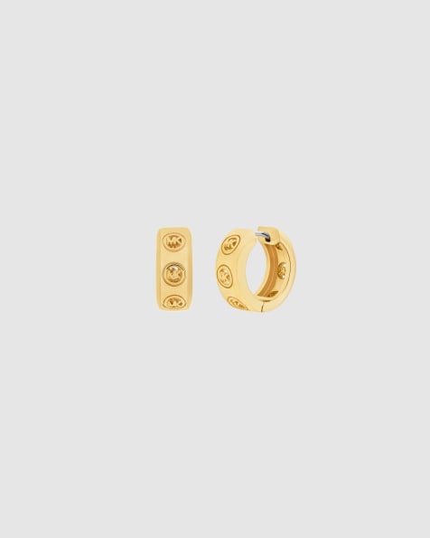 Michael Kors Logo huggie earrings in gold - view 1