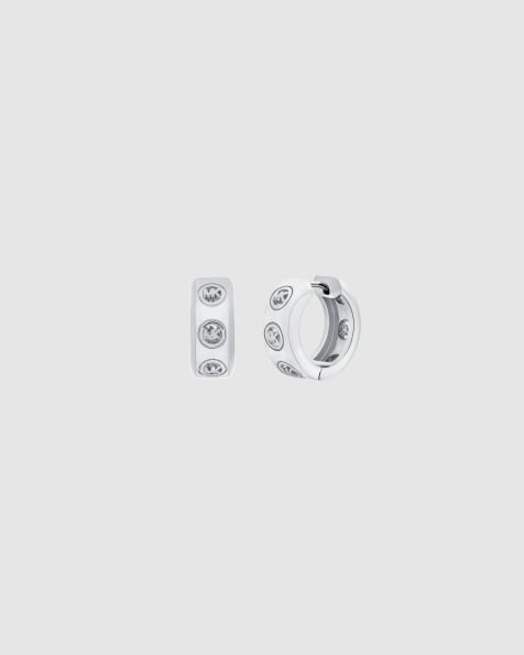 Michael Kors Logo huggie earrings in silver - view 1