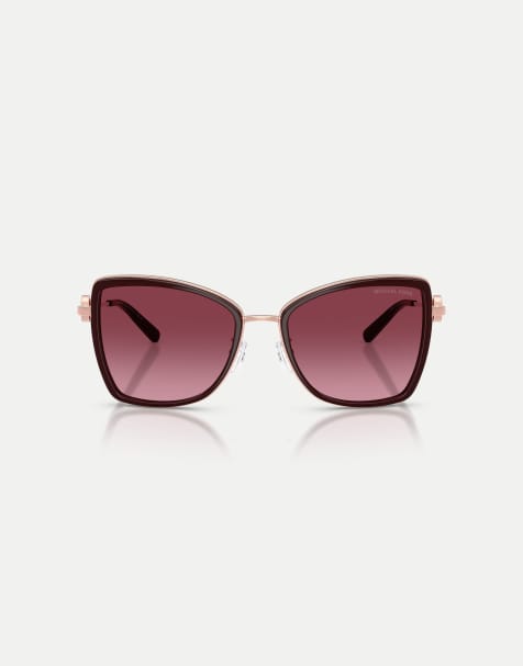 Michael Kors lunettes de soleil papillon Corsica avec verres rouges en or rose/cordovan - view 1