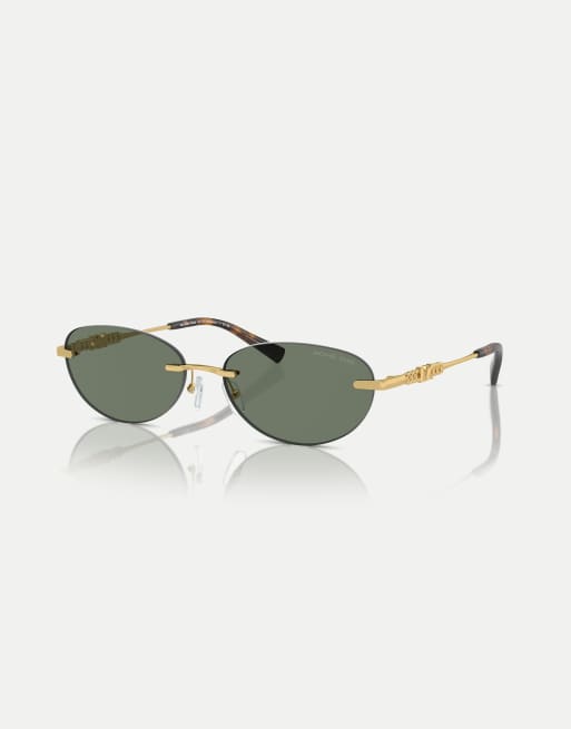 Michael Kors Manchester gafas de sol ovaladas con lentes verdes lisas, 3 de 4