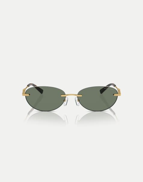Michael Kors Manchester oval sunglasses with green lens in green solid - view 1