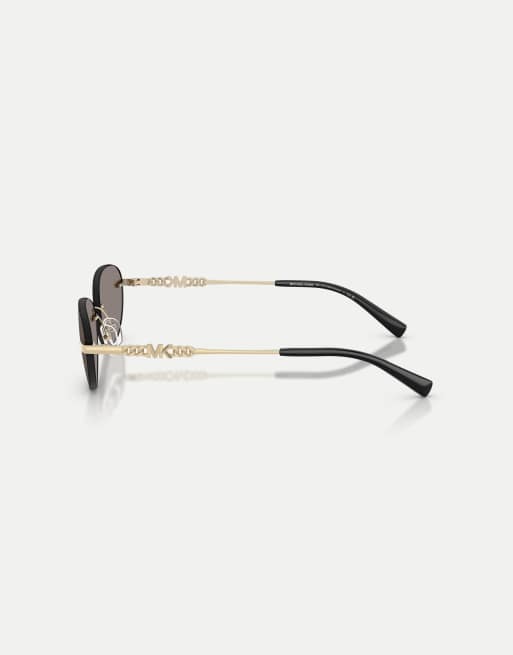 Michael Kors Manchester ovale Sonnenbrille mit grauen Gläsern in glänzendem Hellgold, 4 von 4