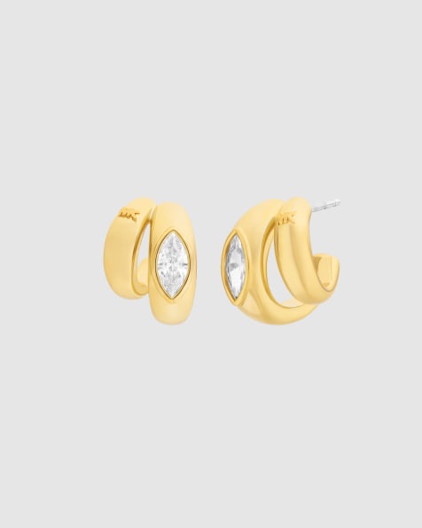 Michael Kors Marquise double huggie earrings in gold - view 1