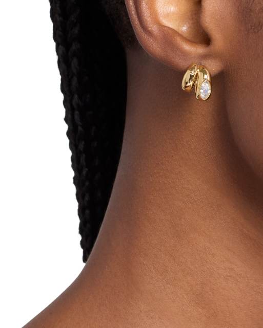 Michael Kors Marquise double huggie earrings in gold, 3 of 4