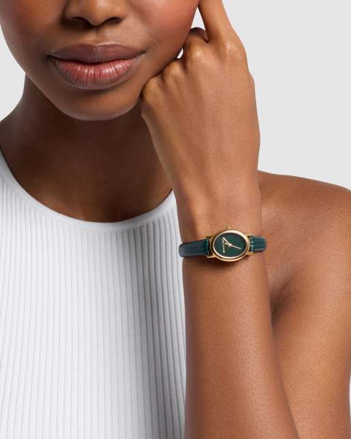 Michael Kors Maude three-hand green leather watch in gold, 3 of 4