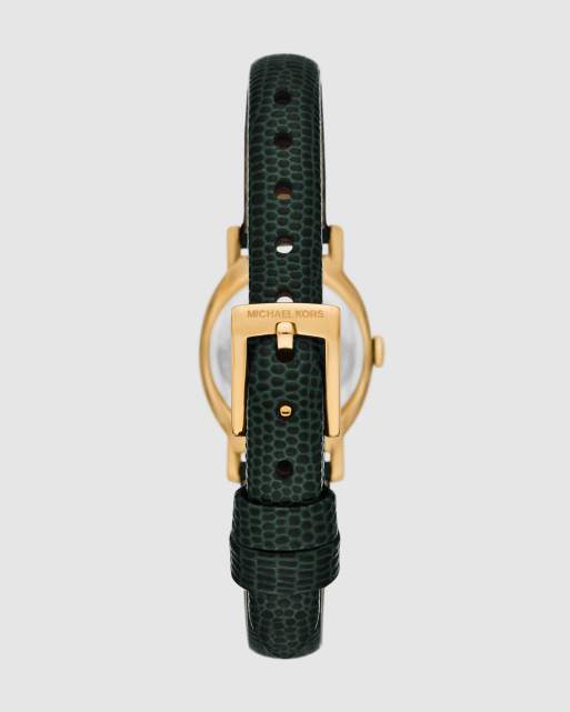 Michael Kors Maude three-hand green leather watch in gold, 4 of 4