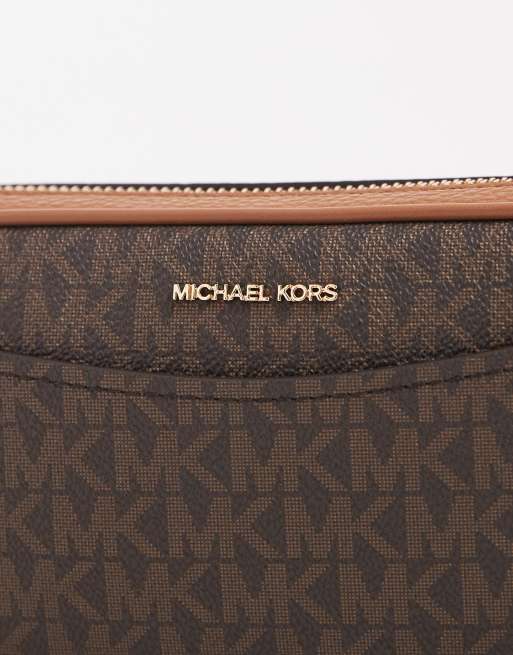 Michael Kors – May – Pochette-Umhängetasche in Braun mit Monogramm-Muster , 4 von 4