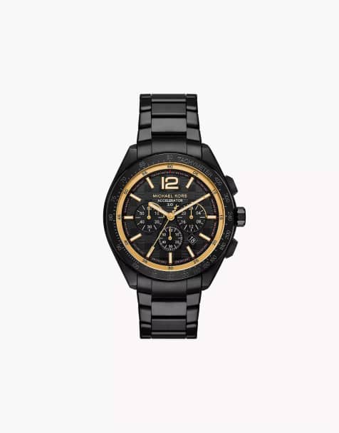 Michael Kors Men's accelerator 2.0 chronograph, black stainless steel watch- BLACK - view 1