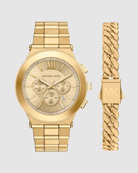Michael Kors Men's billie chronograph gold-tone stainless steel watch and bracelet set, mk9270set in gold - view 1