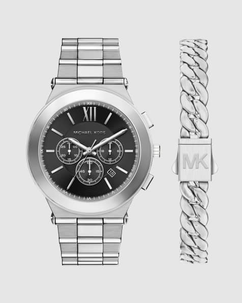 Michael Kors Men's billie chronograph stainless steel watch and bracelet set, mk9272set in silver - view 1