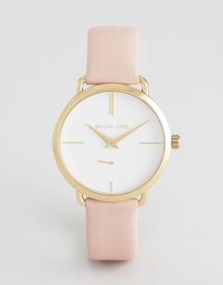 michael kors pink leather watch