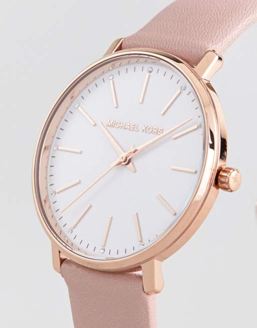 Michael Kors MK2741 Pyper Leather Watch In Pink 38mm