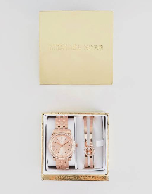 Michael Kors MK3744 Ritz Bracelet Watch Gift Set In Rose Gold