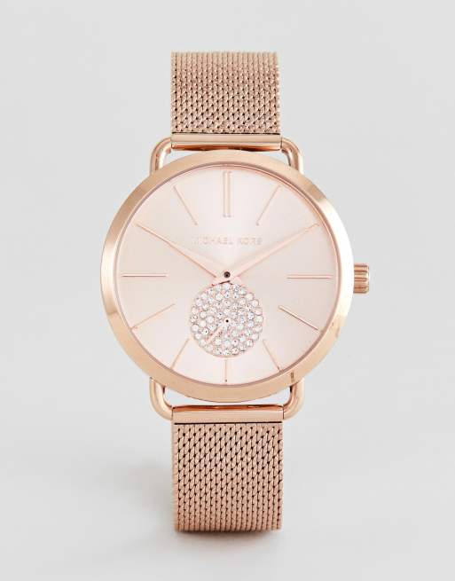 Michael Kors MK3845 Portia Mesh Watch In Rose Gold 37mm