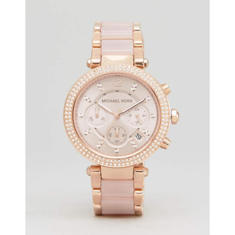 Michael Kors Parker MOP Rose Gold-Plated Bracelet Watch