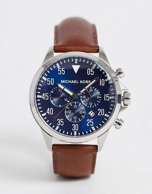 Michael Kors MK8362 Gage chronograph brown leather strap watch