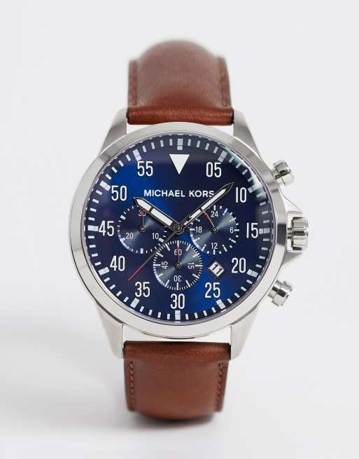 Michael Kors | Michael Kors MK8362 Gage chronograph brown leather strap ...