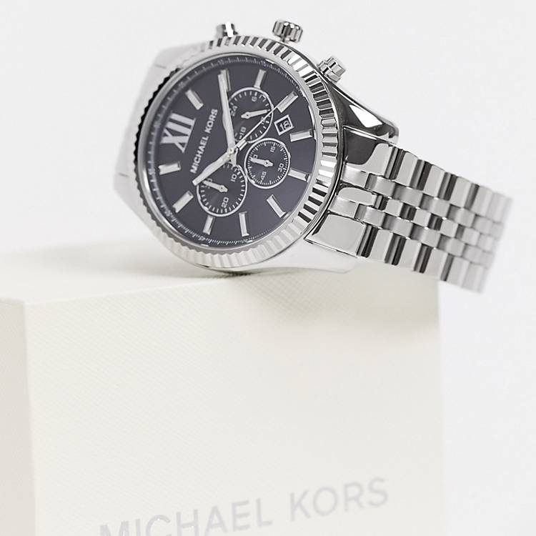 Michael Kors MK8602 Lexington Bracelet Watch In Silver 44mm | ASOS