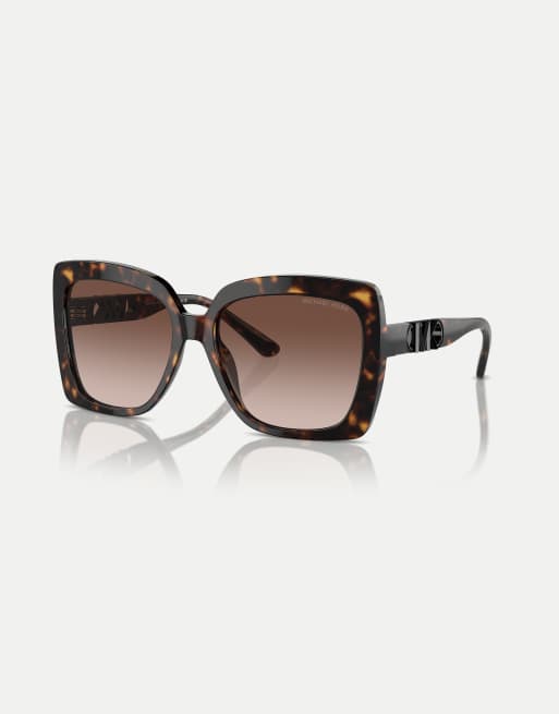 Michael Kors Nice occhiali da sole squadrati con lenti marroni tartarugato scuro, 3 di 4