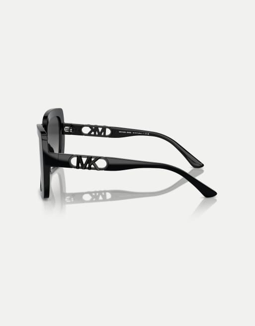 Michael Kors Nice quadratische Sonnenbrille mit grauen Gläsern in Schwarz, 4 von 4