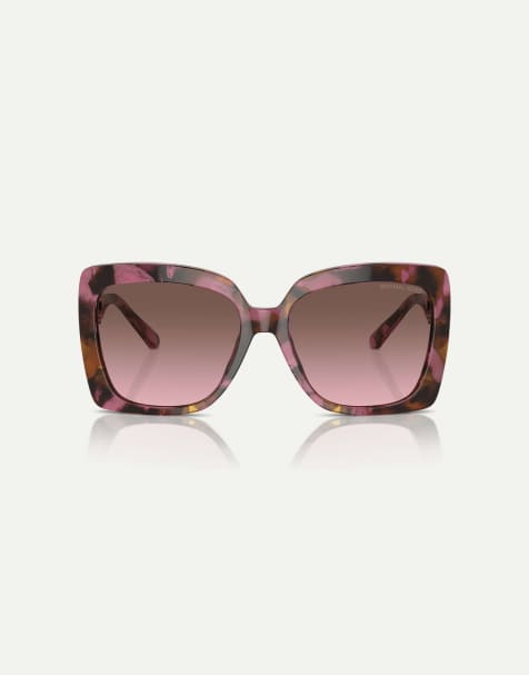 Michael Kors Nice square sunglasses with brown lens in plum graphic tortoise - view 1